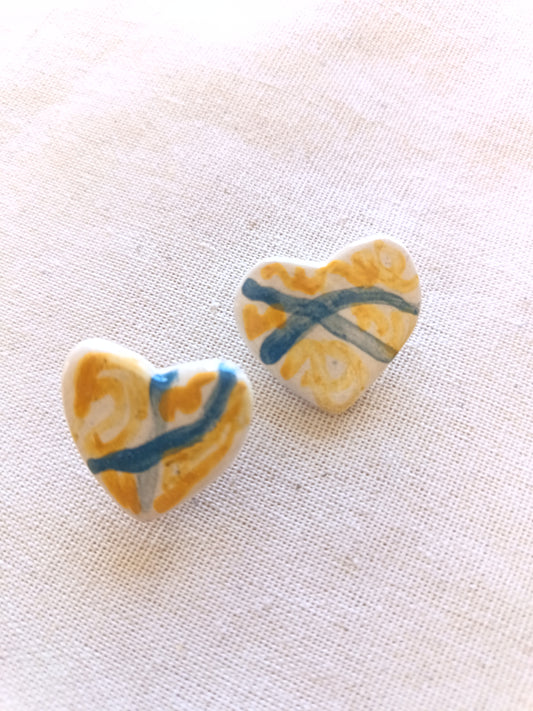 Corazón - Mostaza y línea azul