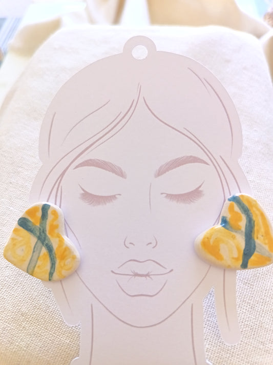 Corazón - Mostaza y línea azul