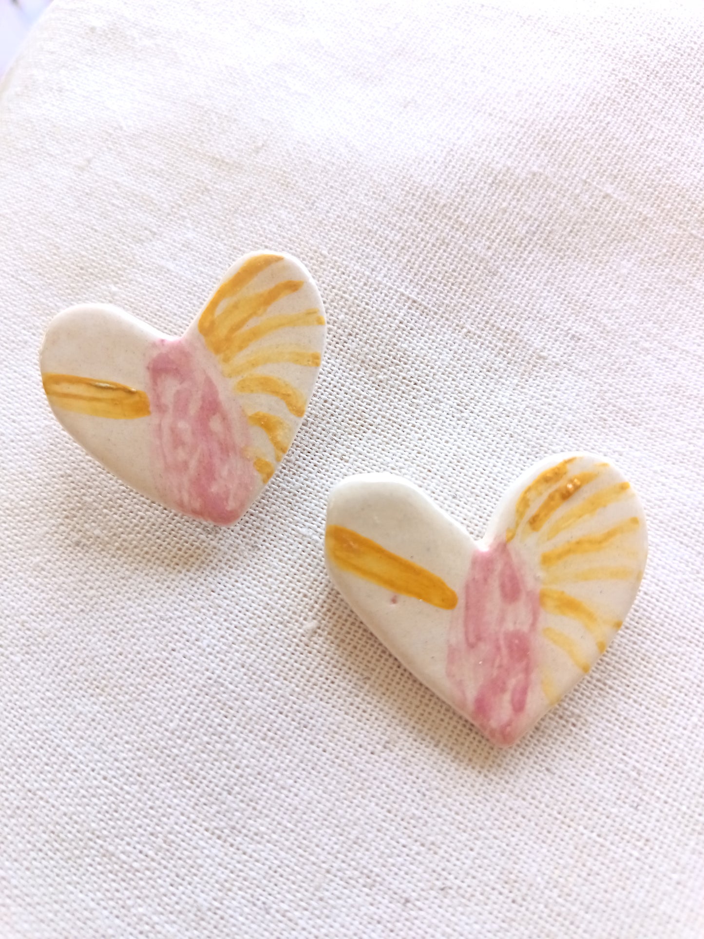 Corazón - Amarillo y rosa destellos