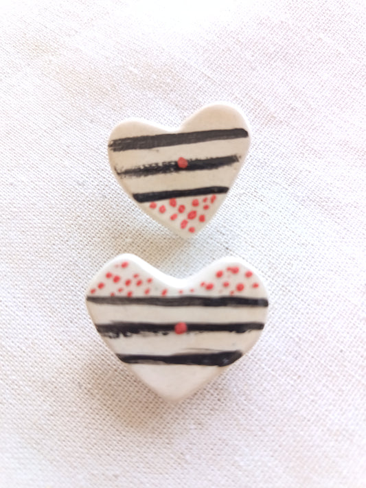Corazón - Negro a rayas y lunares rojos